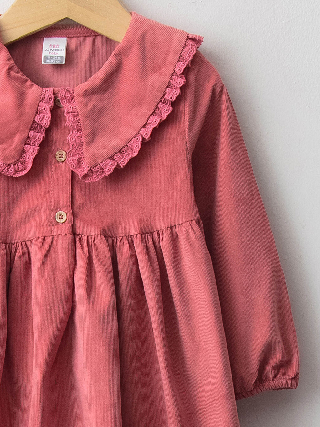 Baby Collar Long Sleeve Cotton Velvet Baby Girl Dress-2