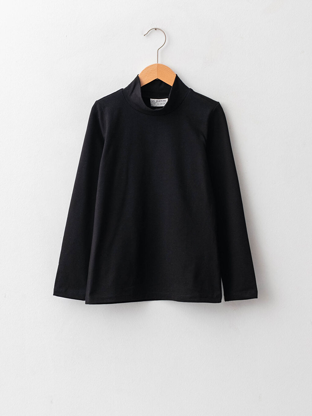 Turtleneck Basic Long Sleeve Cotton Girl T-shirt