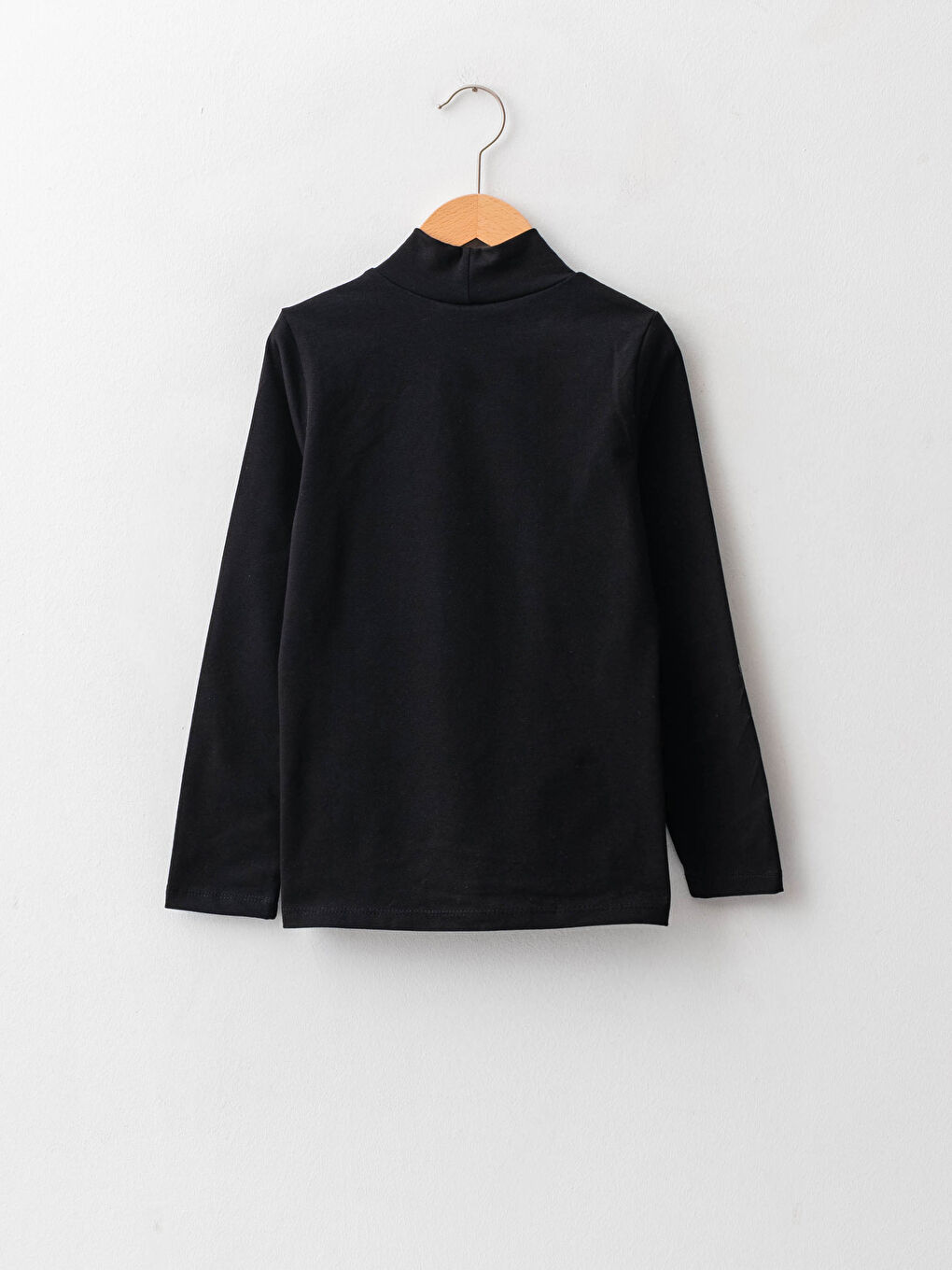 Turtleneck Basic Long Sleeve Cotton Girl T-shirt-1