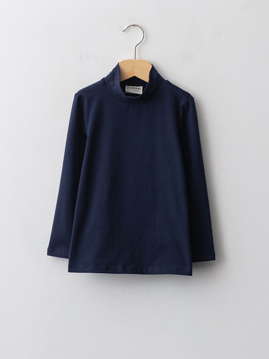 تيشيرت بناتي كم طويل قطن سادة بياقة هاي نيك