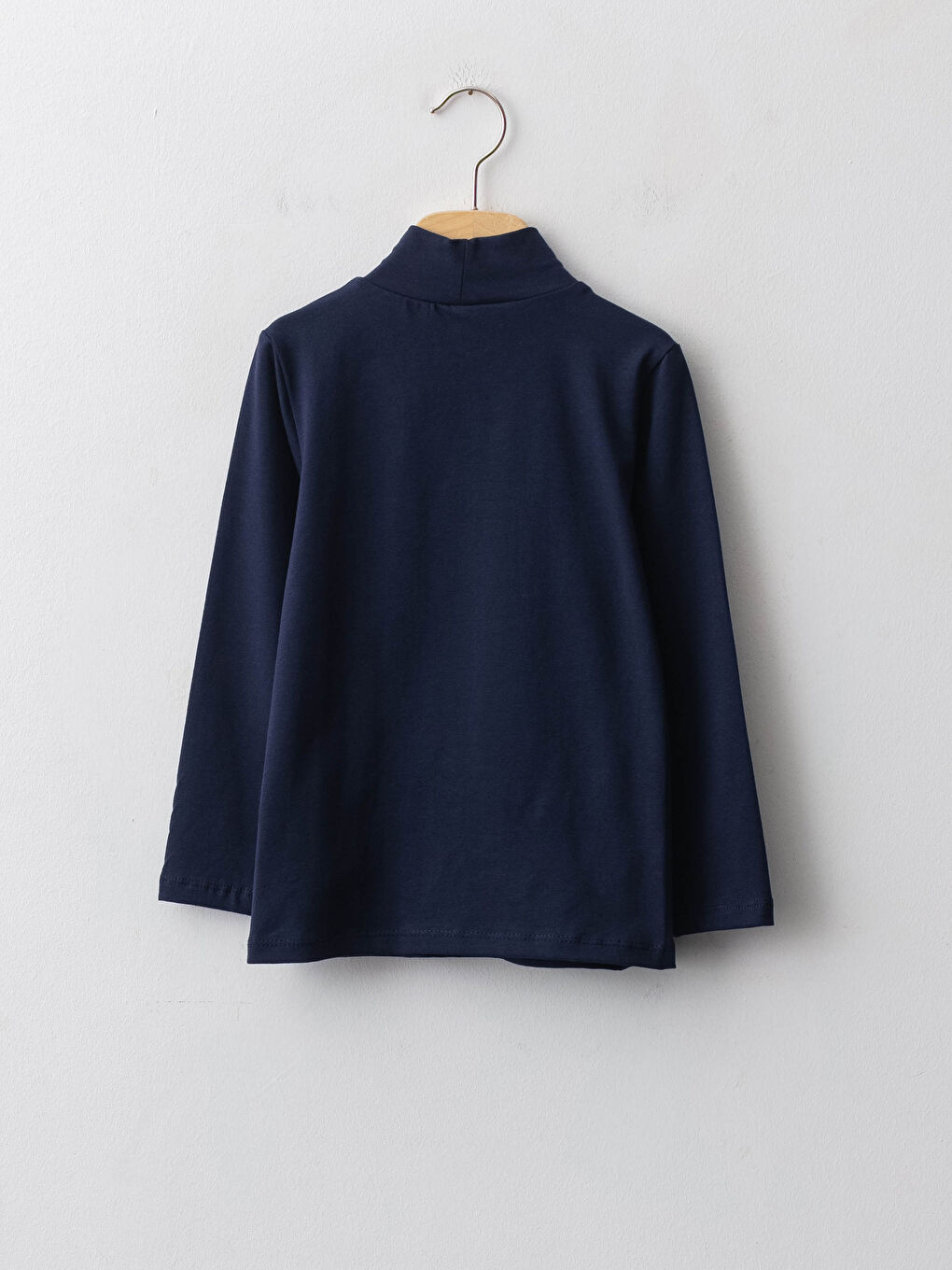 تيشيرت بناتي كم طويل قطن سادة بياقة هاي نيك-1