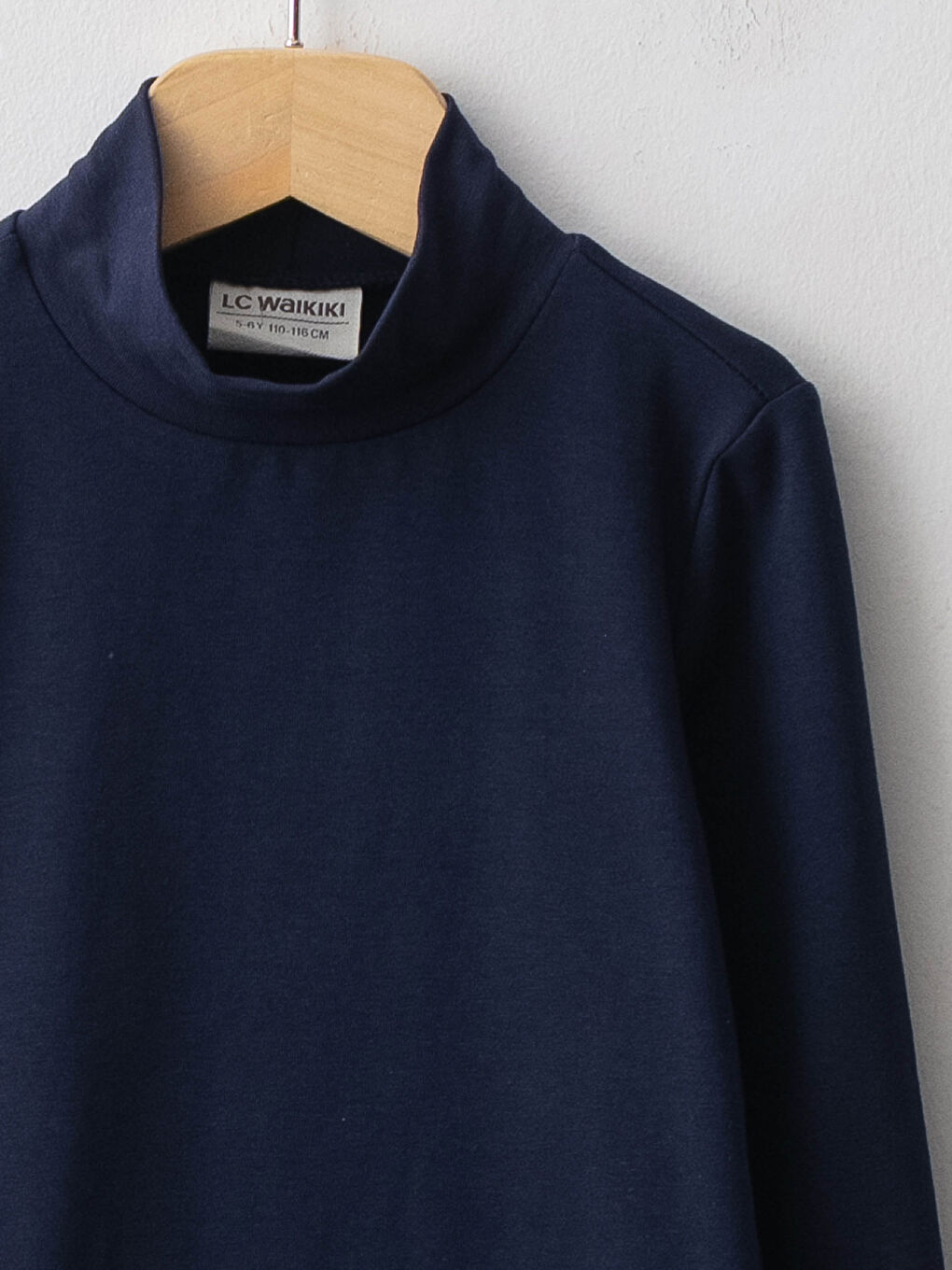 تيشيرت بناتي كم طويل قطن سادة بياقة هاي نيك-2