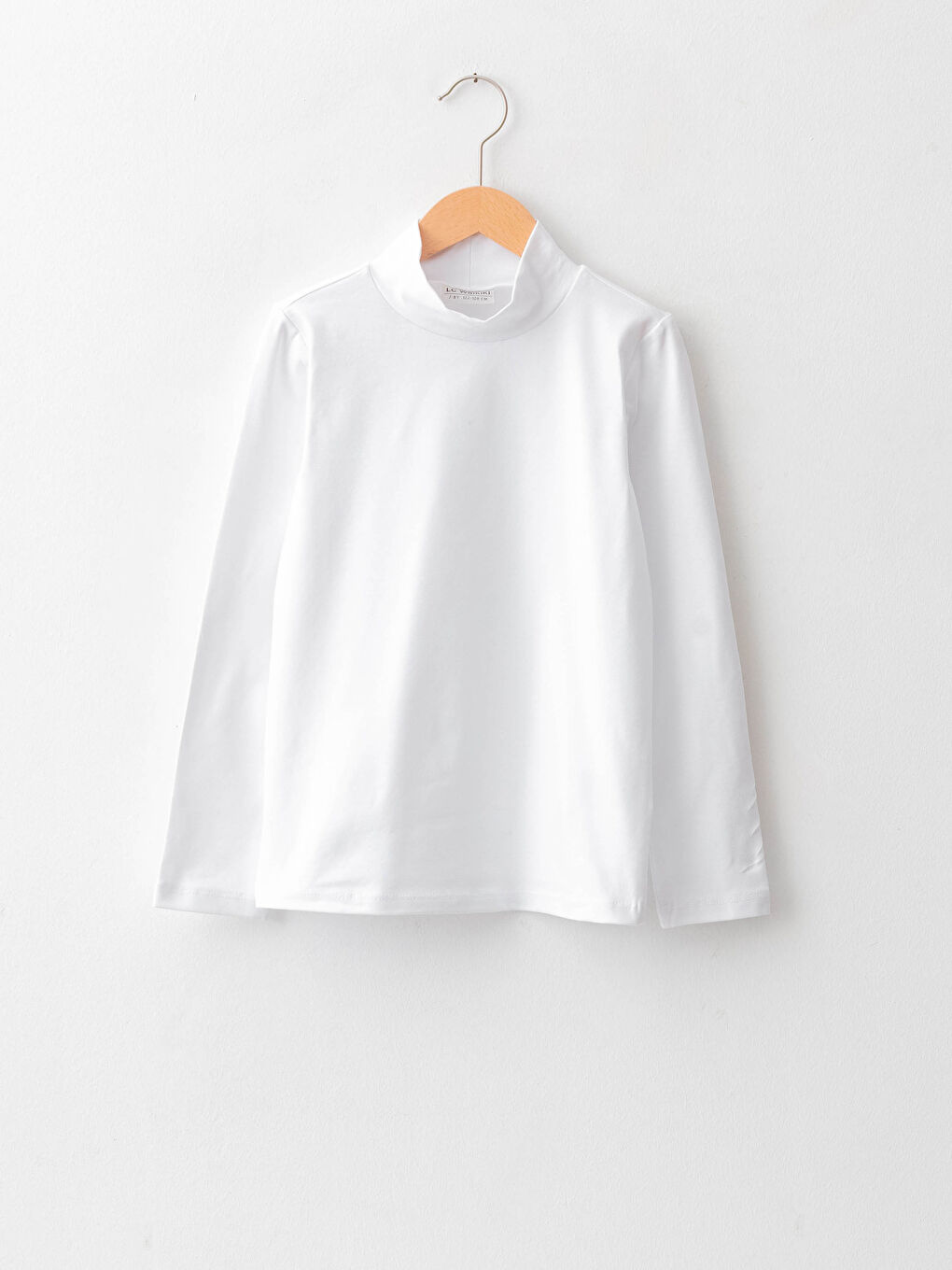 تيشيرت بناتي كم طويل قطن سادة بياقة هاي نيك