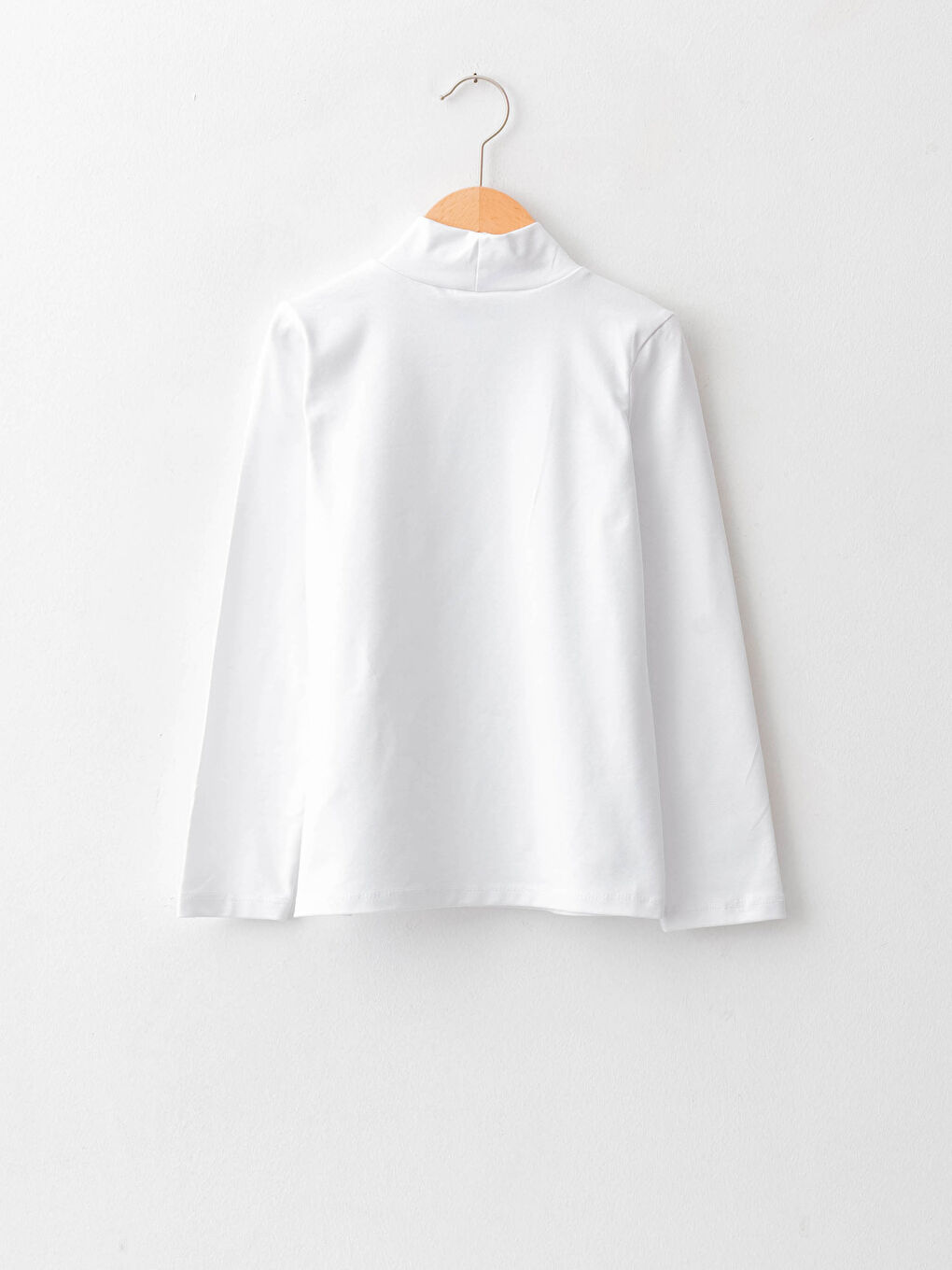 تيشيرت بناتي كم طويل قطن سادة بياقة هاي نيك-1