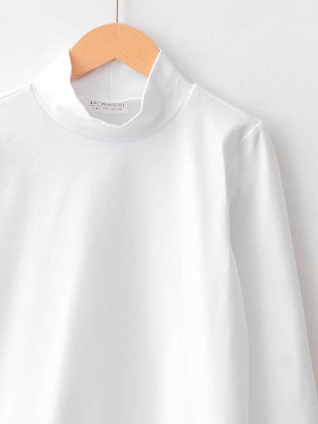 تيشيرت بناتي كم طويل قطن سادة بياقة هاي نيك-2