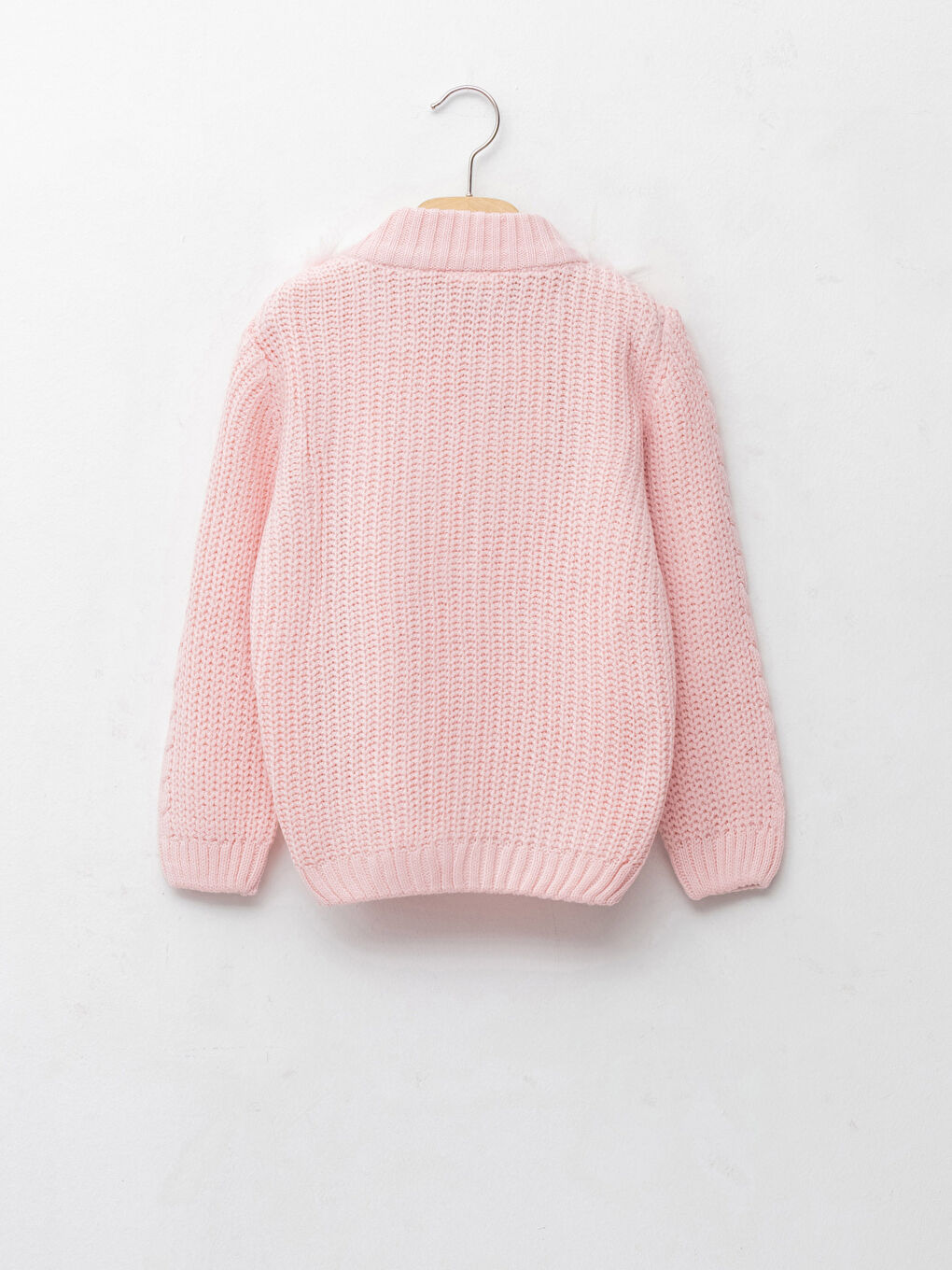 Кардиган из трикотажа с круглым вырезом, плюшевыми деталями и длинным рукавом для девочек-1