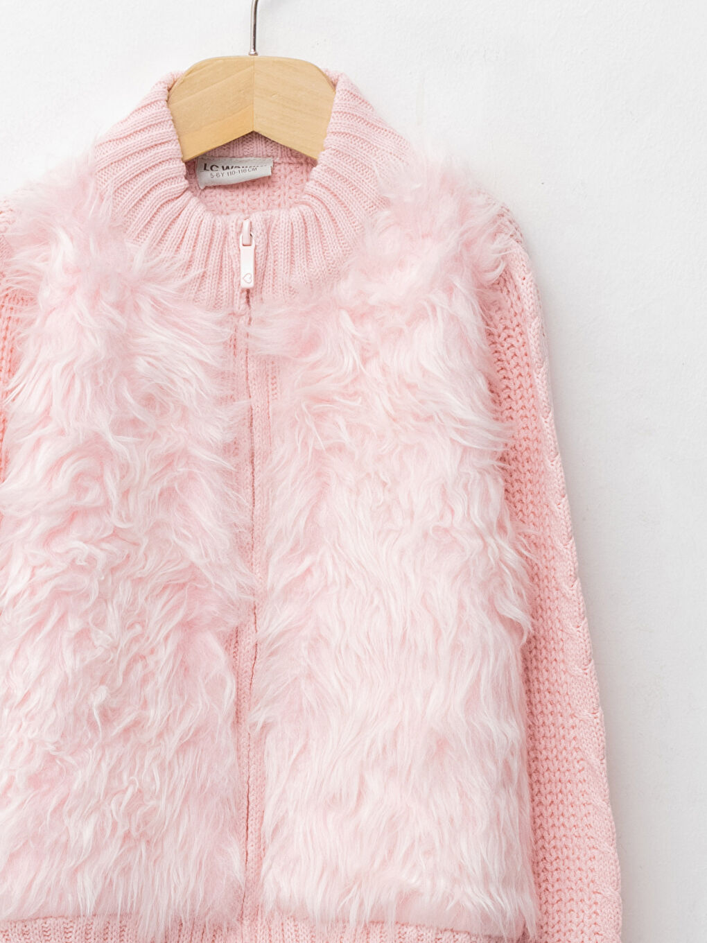 Кардиган из трикотажа с круглым вырезом, плюшевыми деталями и длинным рукавом для девочек-2