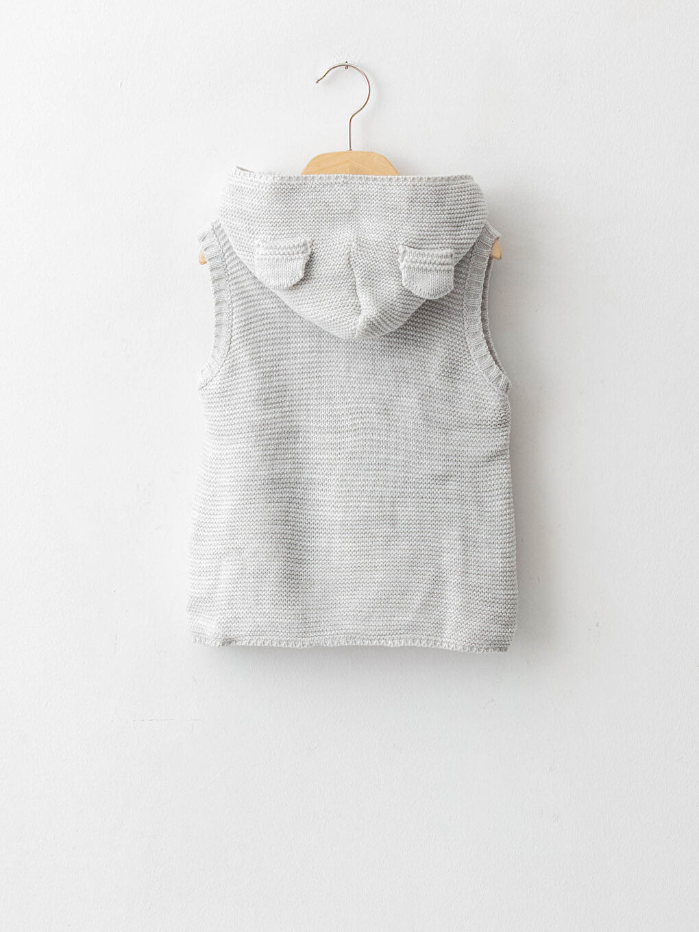 Kapüşonlu Kız Bebek Triko Yelek-1