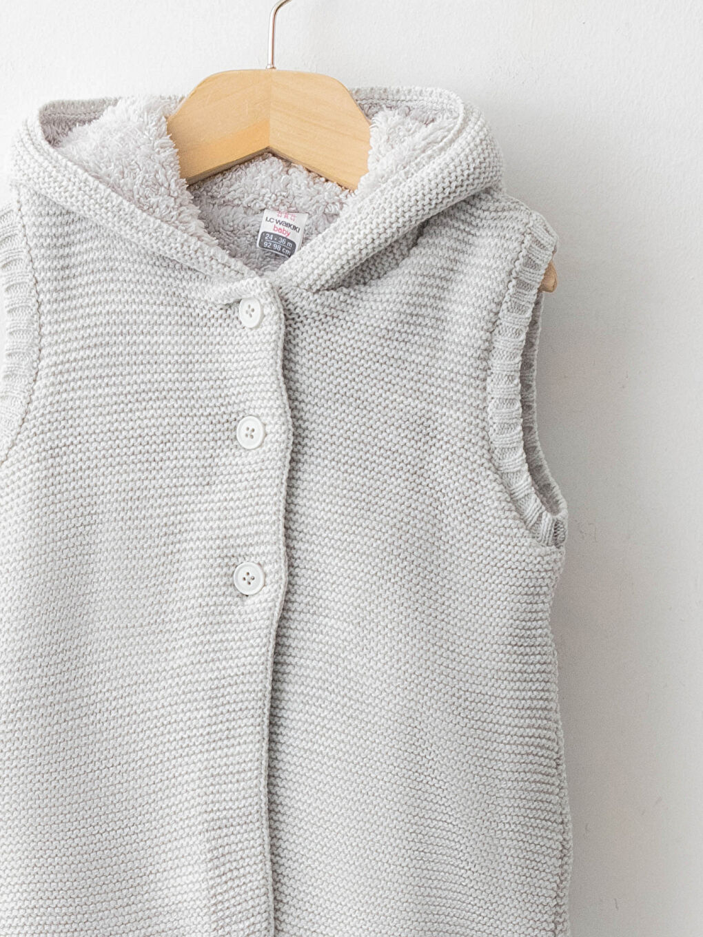 Kapüşonlu Kız Bebek Triko Yelek-2
