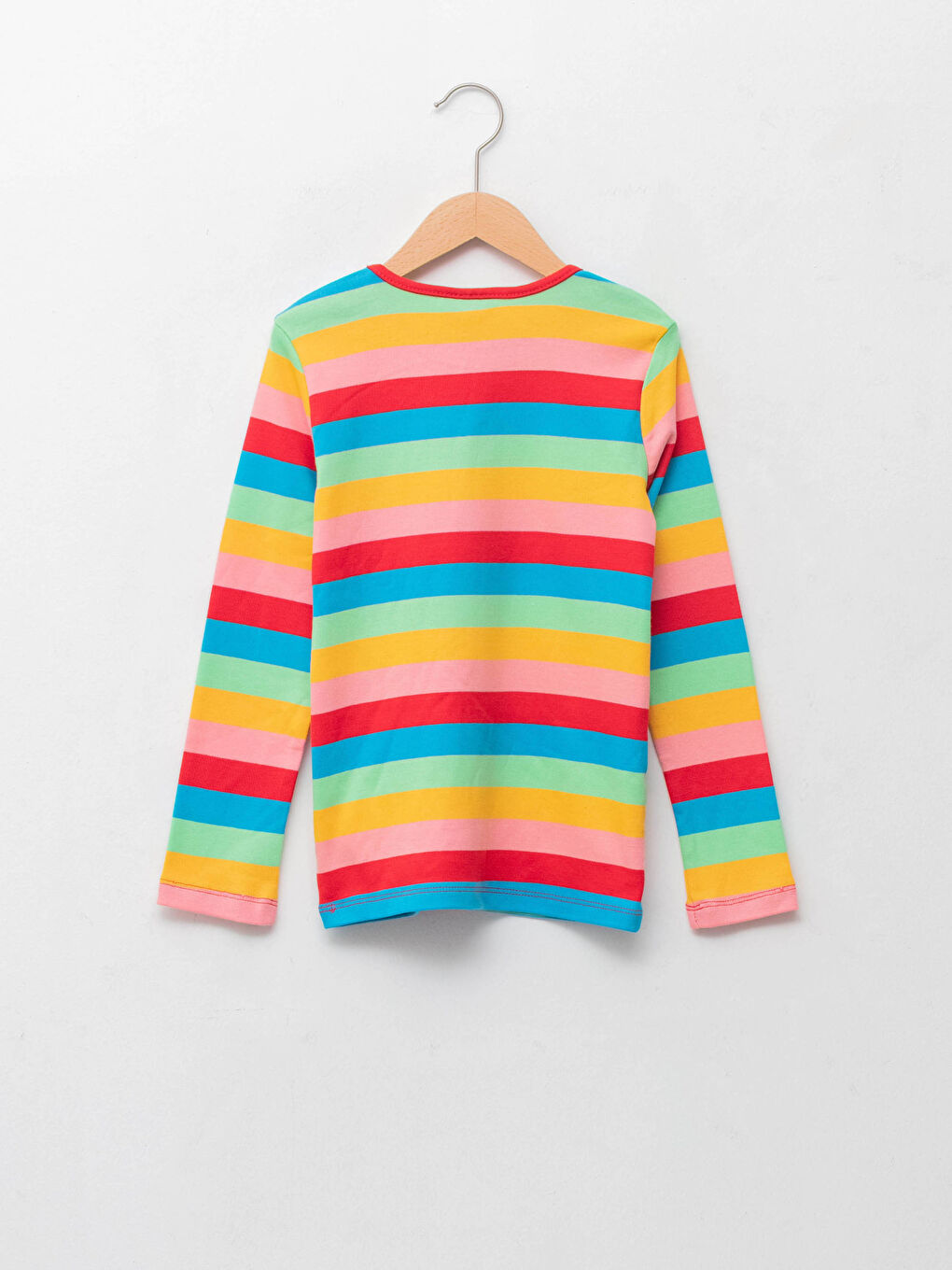 Crew Neck Striped Long Sleeve Cotton Girl T-shirt-1