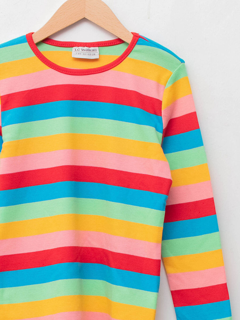 Crew Neck Striped Long Sleeve Cotton Girl T-shirt-2