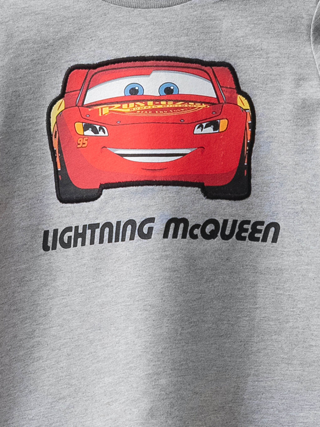 Gri Bisiklet Yaka Uzun Kollu Arabalar Baskılı Tişört ve Pantolon 2'li Takım-2