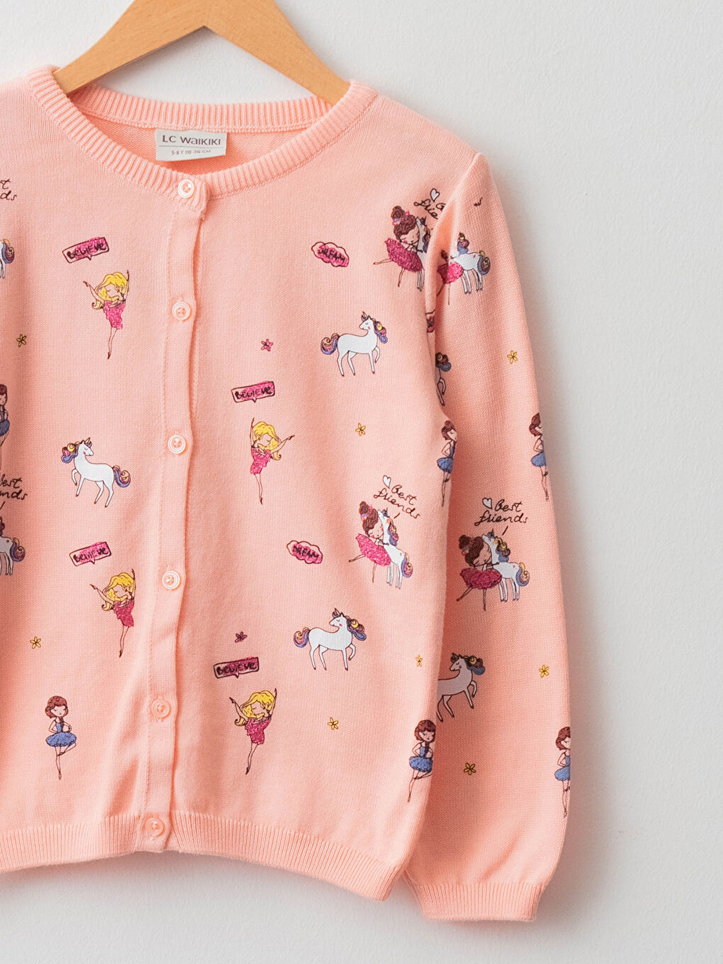 Crew Neck Patterned Long Sleeve Girls' Knitwear Cardigan-2