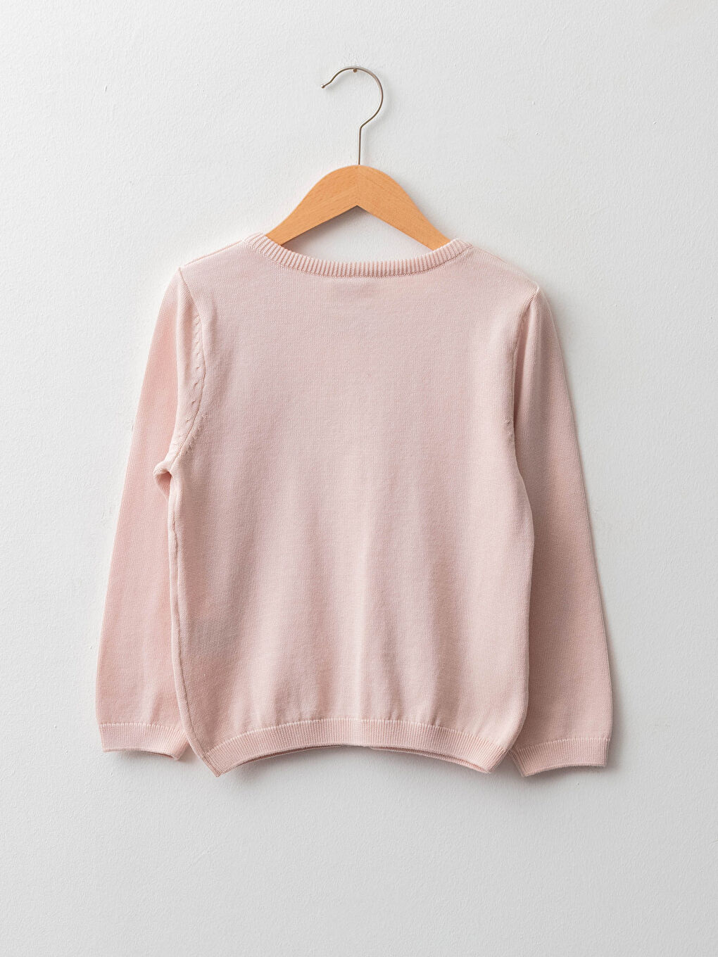 Дөңгелек жағалы принтті ұзын жең қыздарға арналған трикотаж кардиган-1