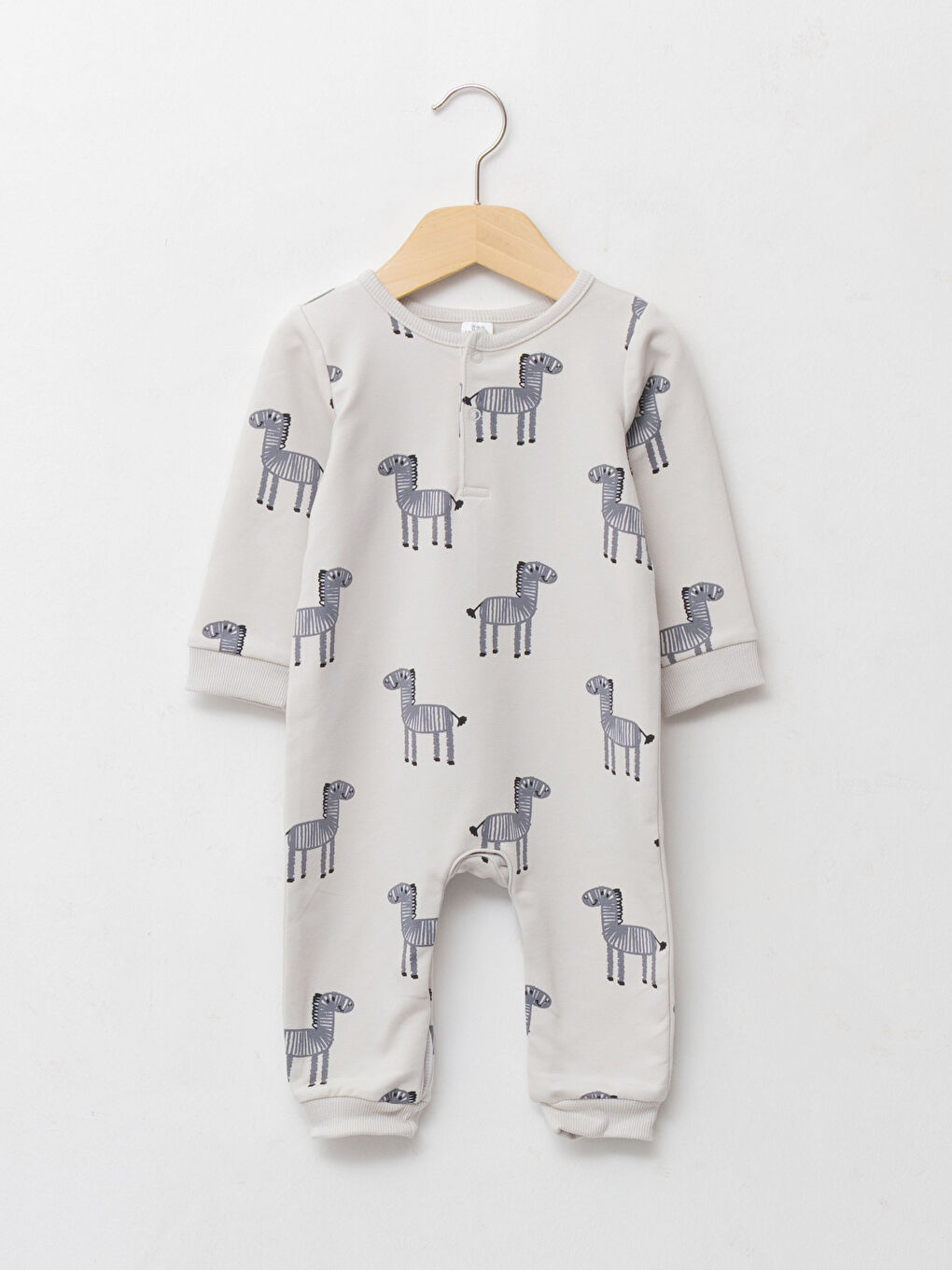 Crew Neck Long Sleeve Printed Cotton Baby Boy Rompers