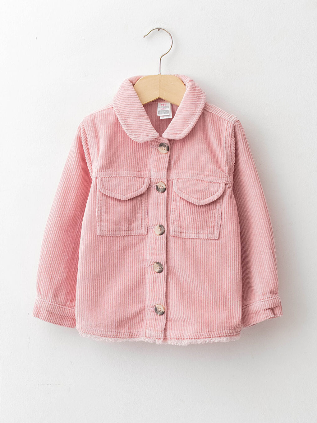 Pembe Uzun Kollu Basic Kadife Kız Bebek Ceket