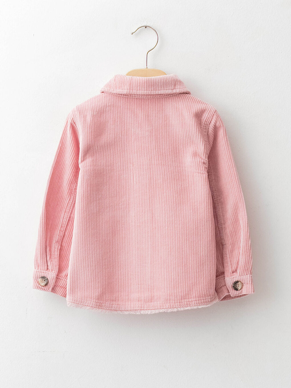 Pembe Uzun Kollu Basic Kadife Kız Bebek Ceket-1