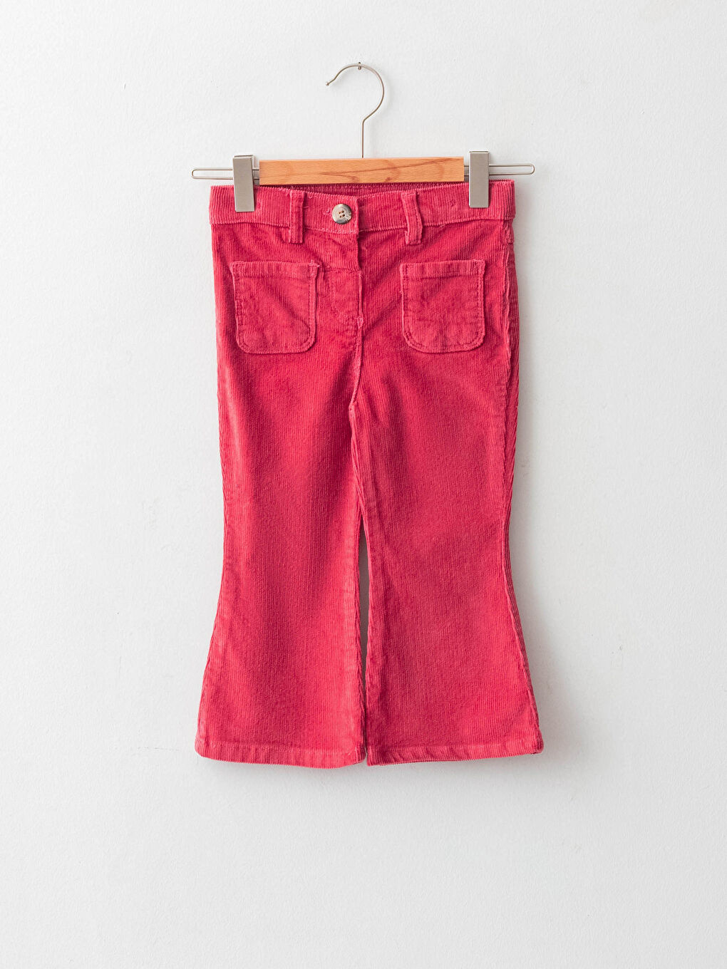 Pembe Basic Kadife Kız Bebek İspanyol Paça Pantolon