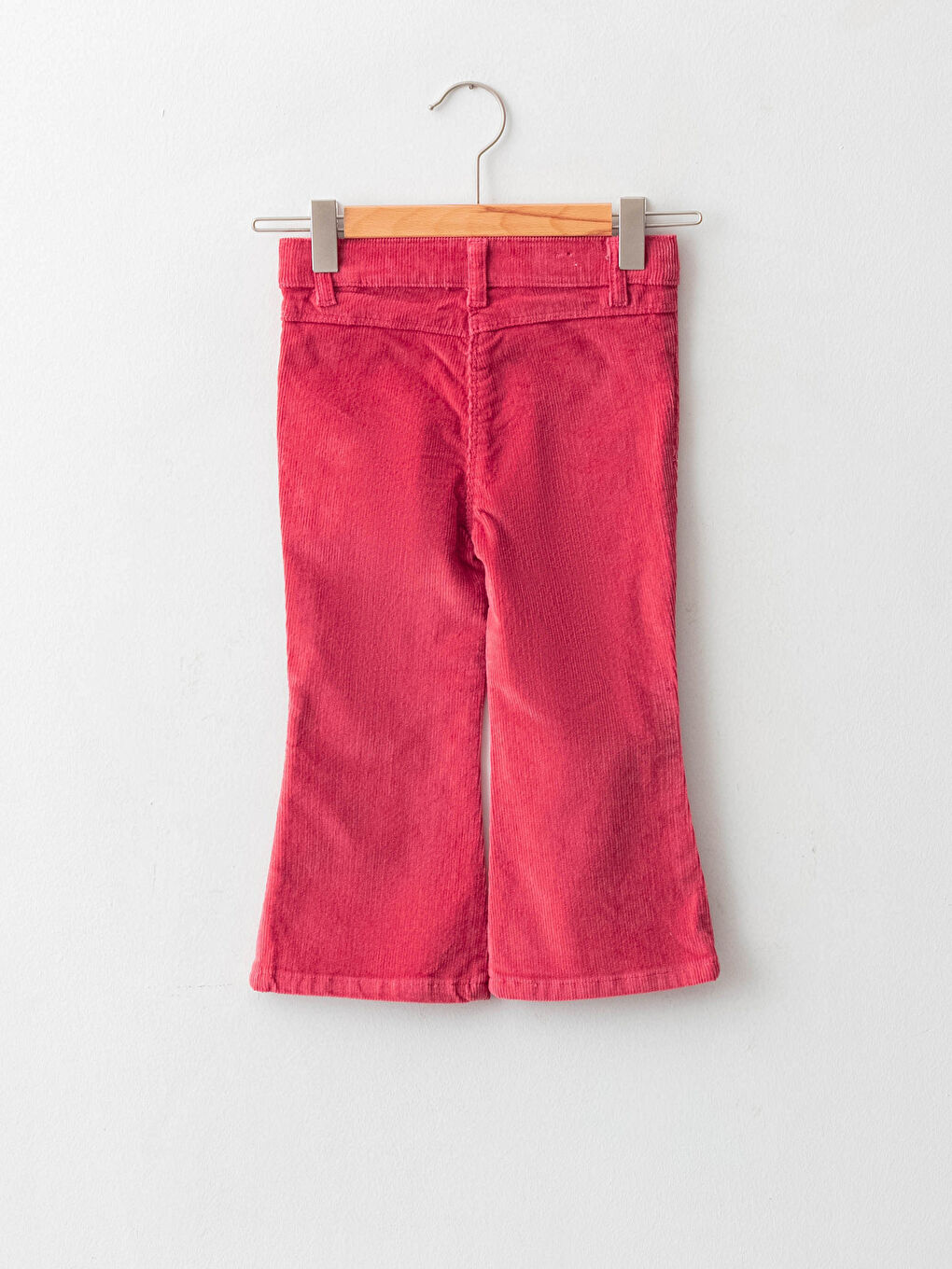 Pembe Basic Kadife Kız Bebek İspanyol Paça Pantolon-1
