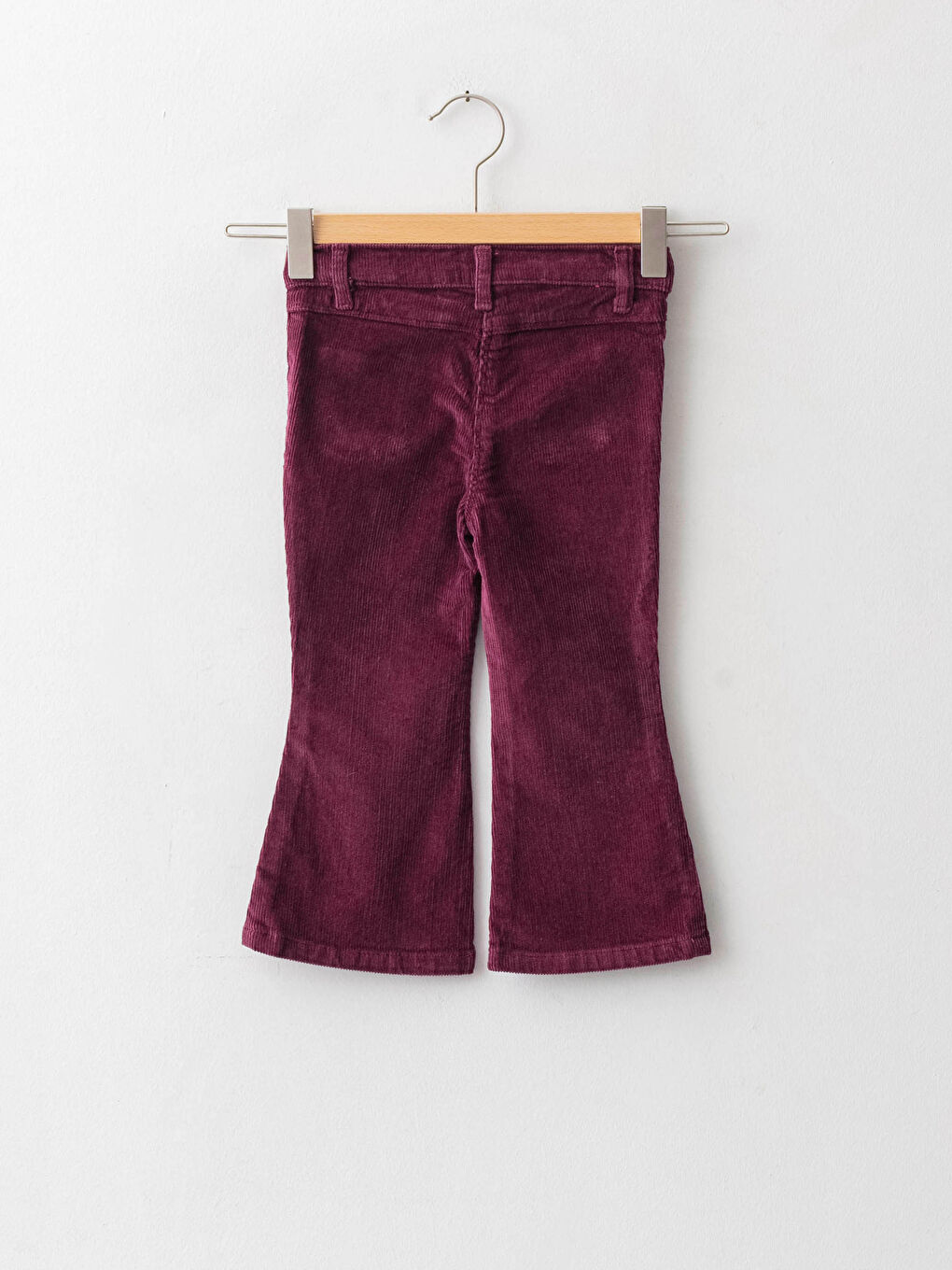 Bordo Basic Kadife Kız Bebek İspanyol Paça Pantolon-1