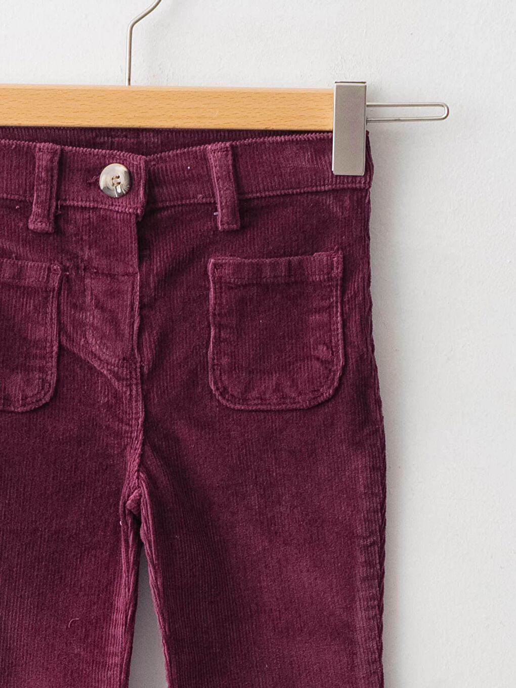 Bordo Basic Kadife Kız Bebek İspanyol Paça Pantolon-2