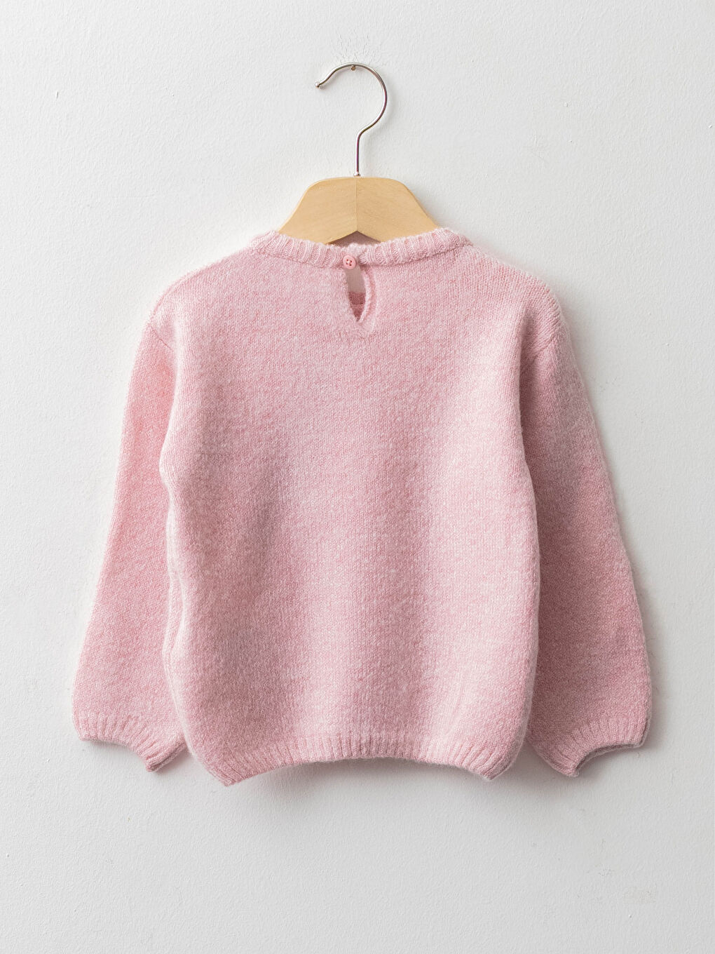 Пуловер с кръгло деколте, дълъг ръкав и бродирани детайли за бебета момичета от трико-1