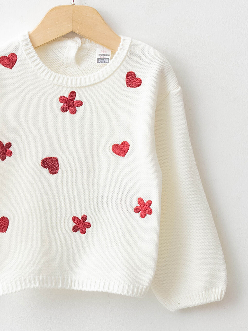 Crew Neck Long Sleeve Embroidery Detailed Baby Girl Knitwear Sweater-2