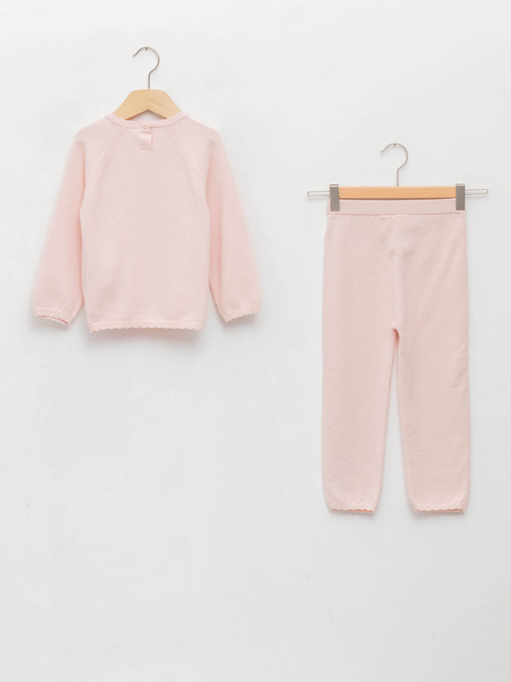 Crew Neck Long Sleeve Embroidery Detailed Baby Girl Knitwear Sweater and Trousers 2-Pack Set-1