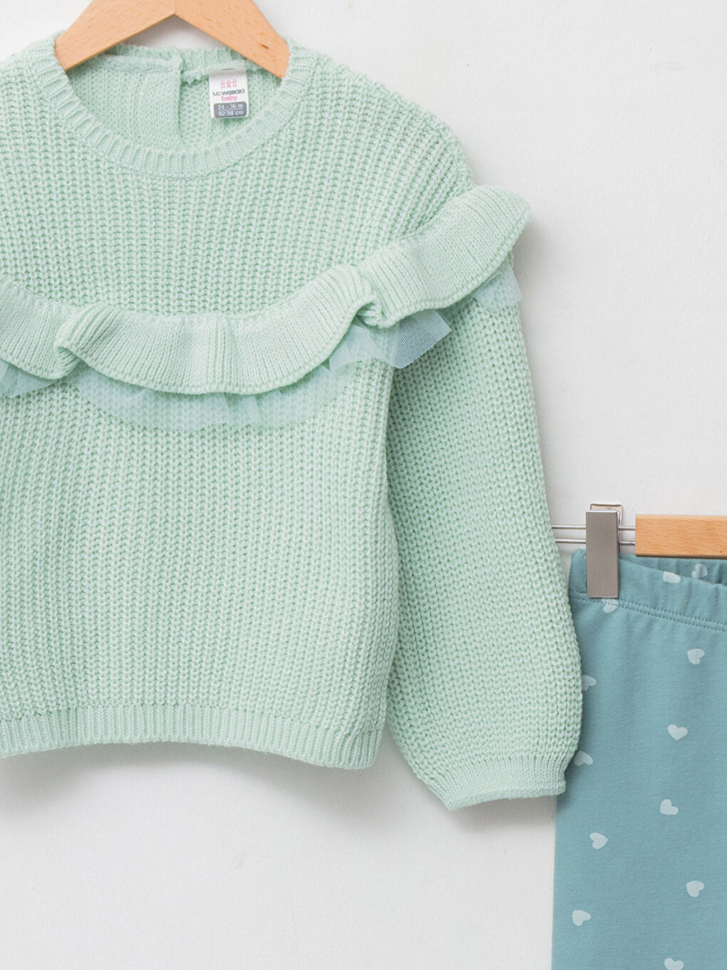 Ensemble Pull Tricot Col Rond Manches Longues et Pantalon Bébé Fille Lot de 2-2