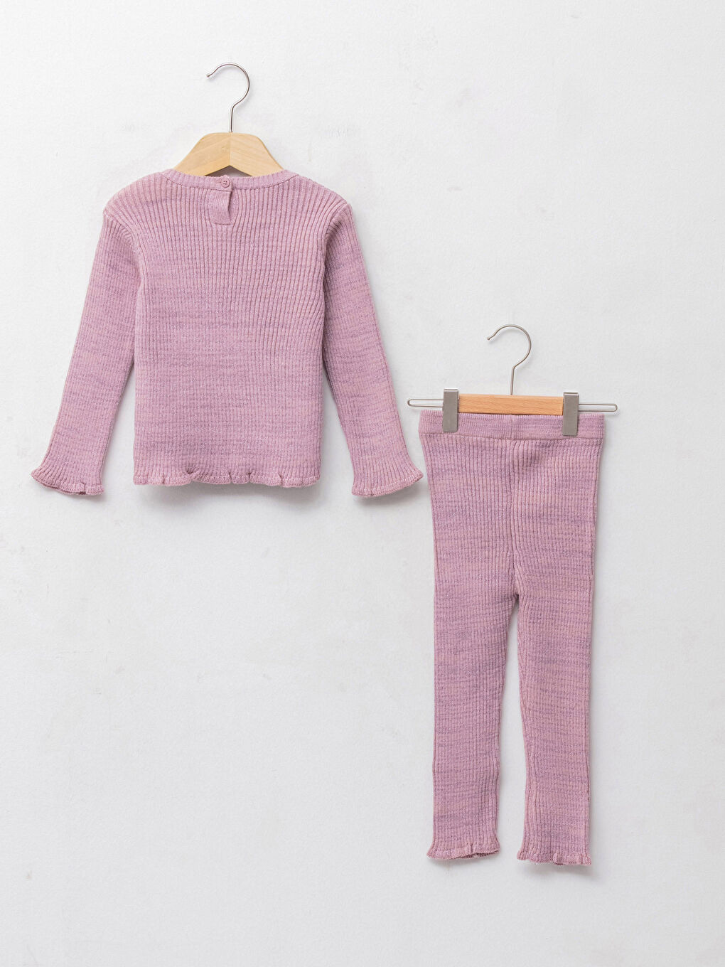 Ensemble Pull Tricot Col Rond Manches Longues et Pantalon Bébé Fille Lot de 2-1
