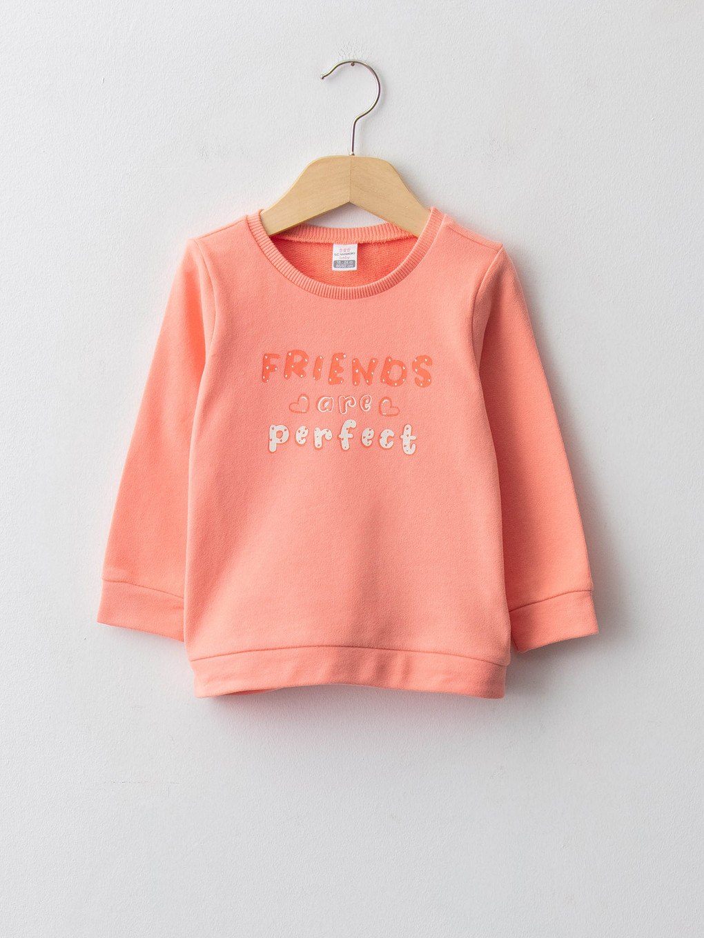 Mercan Bisiklet Yaka Uzun Kollu Baskılı Kız Bebek Sweatshirt
