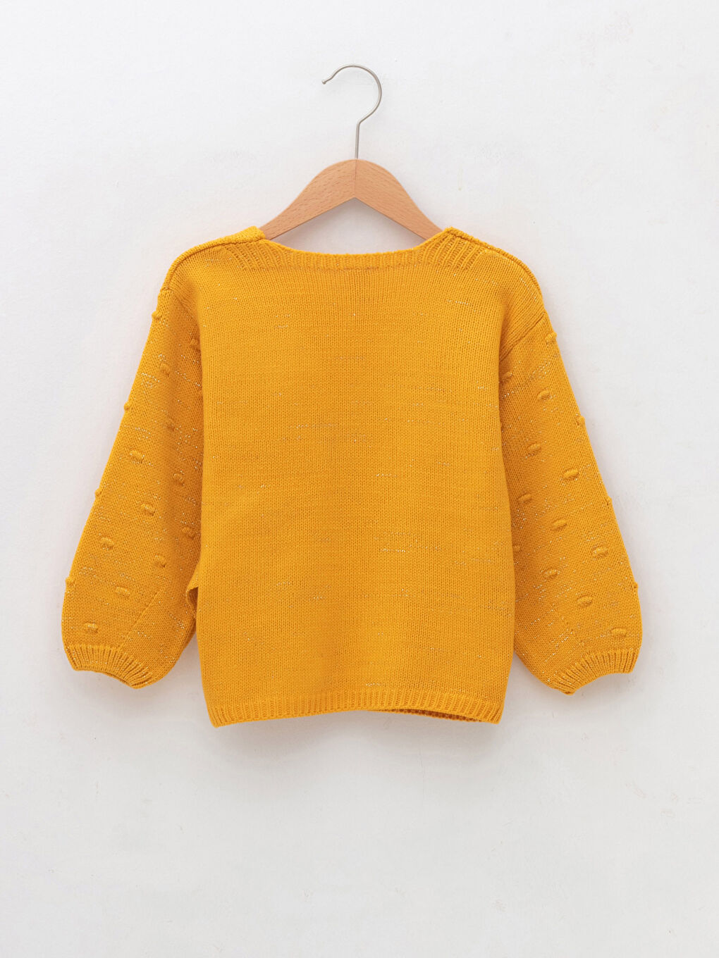 V Neck Long Sleeve Basic Baby Girl Knitwear Sweater-1
