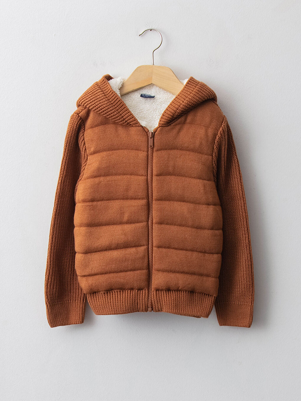 Sarı Kapüşonlu Basic Uzun Kollu Erkek Çocuk Kalın Triko Hırka