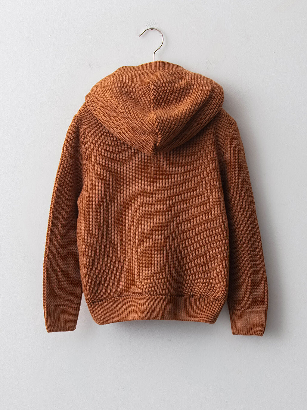 Sarı Kapüşonlu Basic Uzun Kollu Erkek Çocuk Kalın Triko Hırka-1