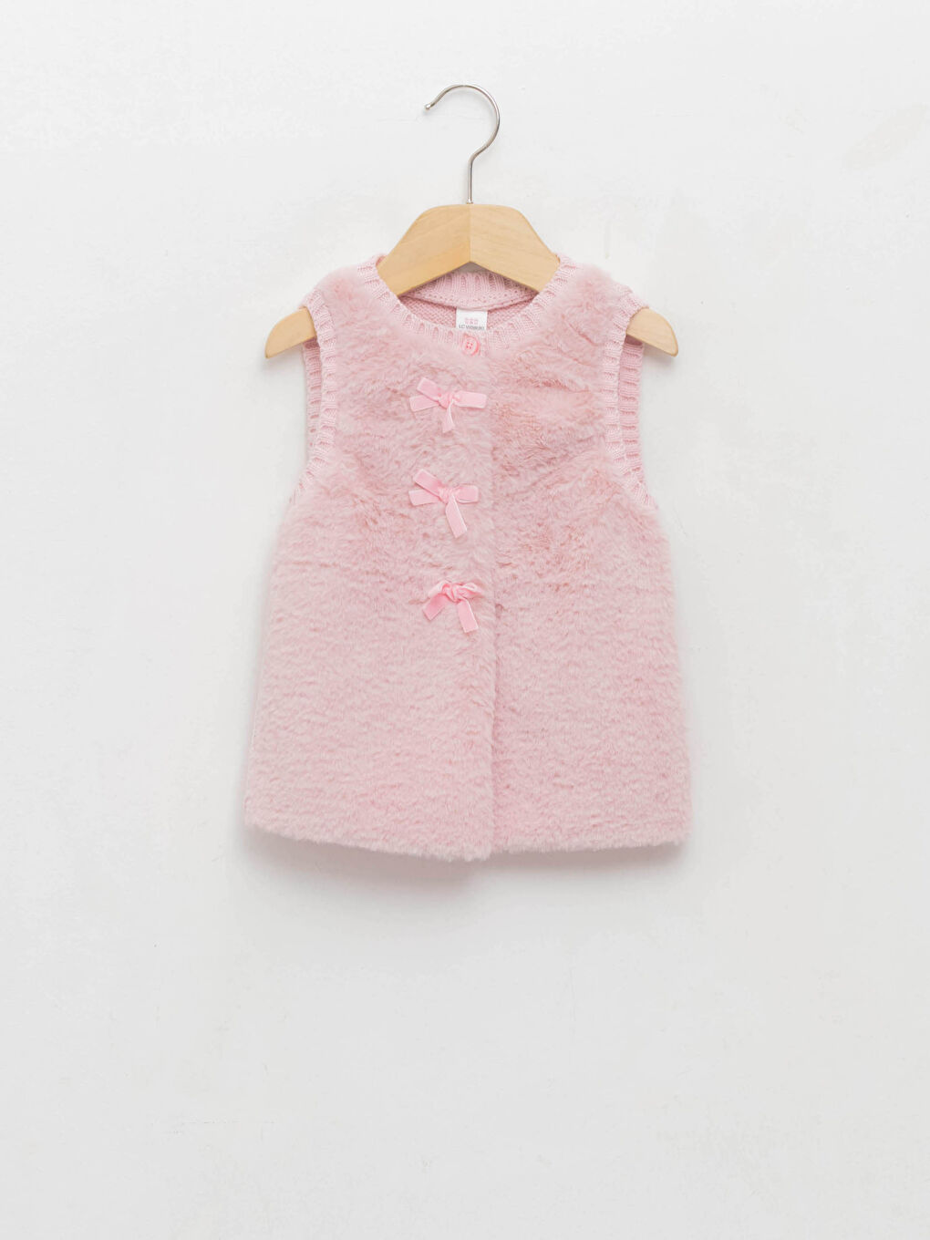 Crew Neck Plush Baby Girl Vest