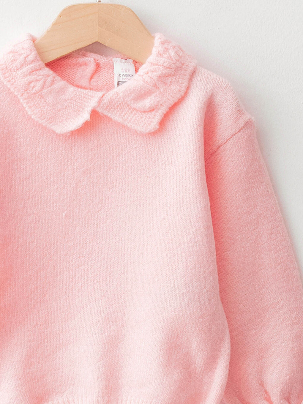 LCW baby Bebe Collar Long Sleeve Basic Baby Girl Knitwear Sweater -W15379Z1-FXB