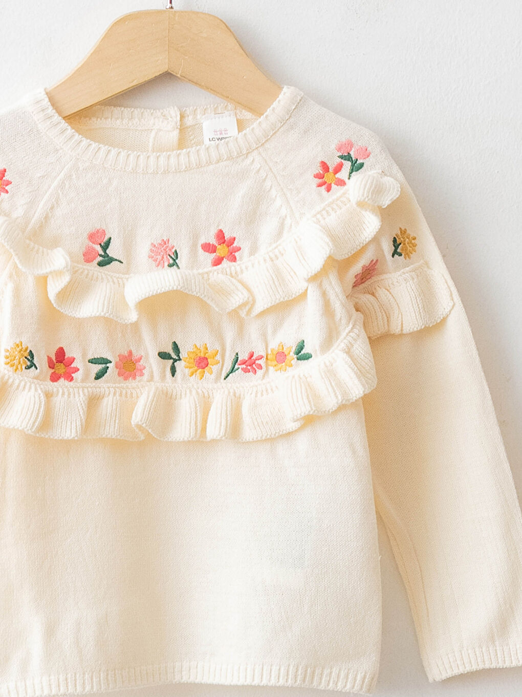 Crew Neck Long Sleeve Embroidery Detailed Baby Girl Knitwear Sweater-2