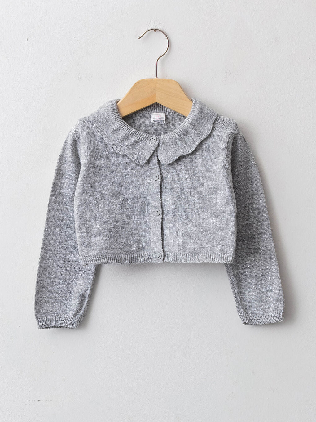 بوليرو محبوك أساسي كم طويل برقبة دائرية للبنات الرضع