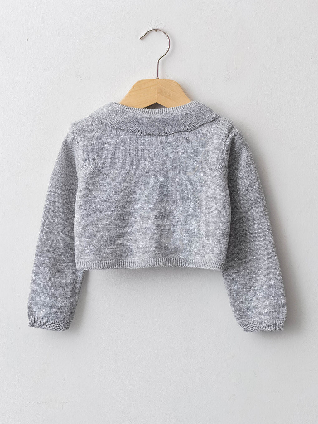 بوليرو محبوك أساسي كم طويل برقبة دائرية للبنات الرضع-1