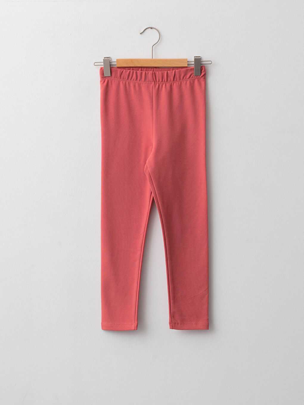 Pembe Beli Lastikli Basic Kız Çocuk Uzun Tayt