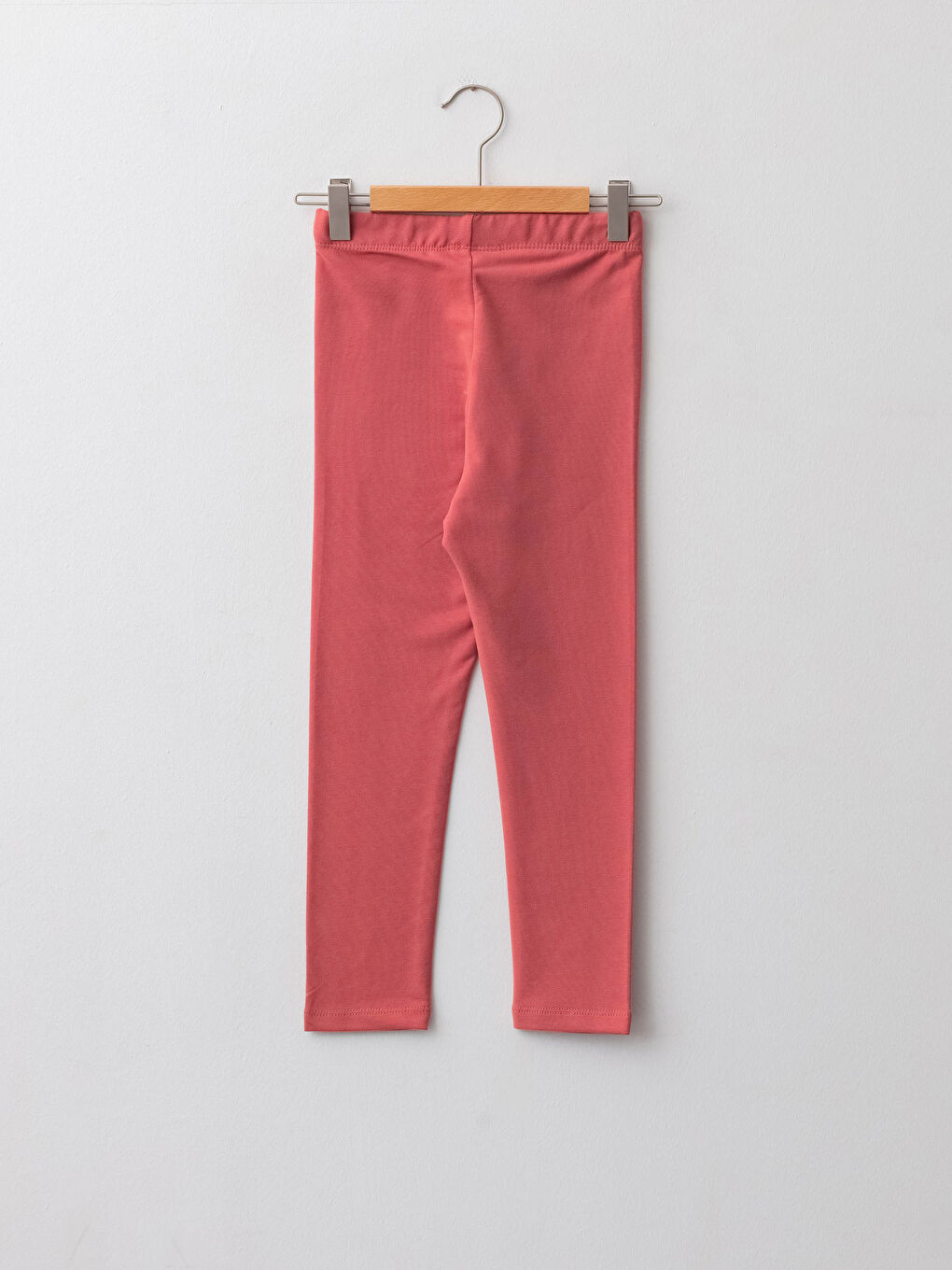 Pembe Beli Lastikli Basic Kız Çocuk Uzun Tayt-1