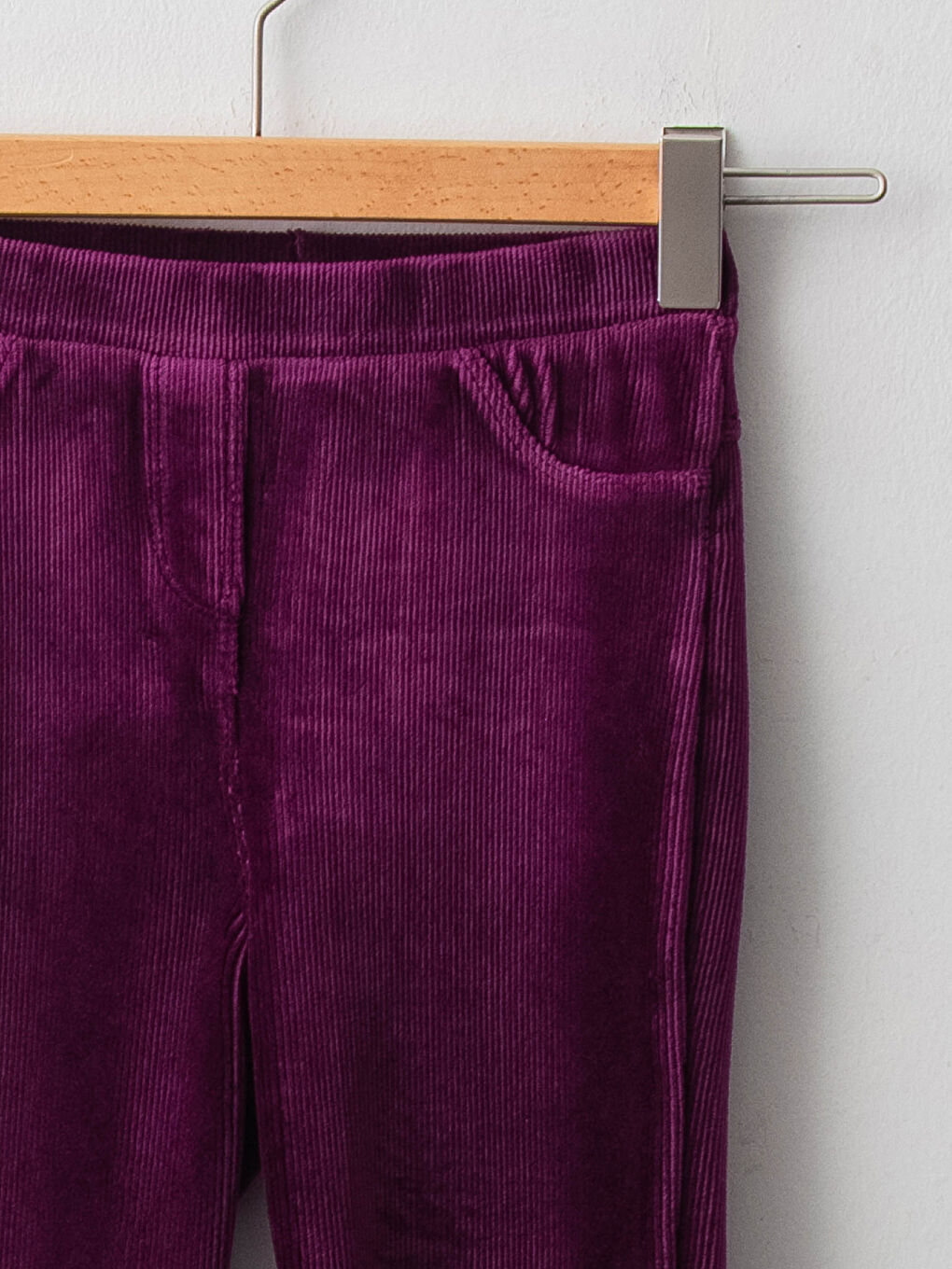 Mor Beli Lastikli Basic Kadife Kız Çocuk Uzun Tayt-2