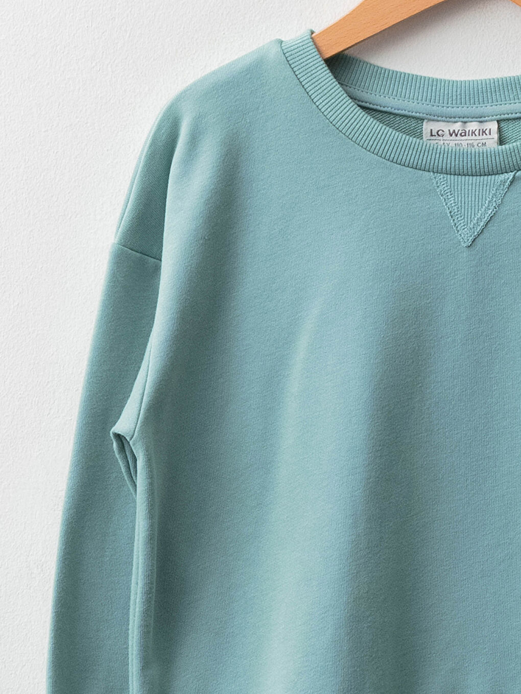 LCW Kids Rundhalsausschnitt Basic Langarm Sweatshirt für Mädchen -W15542Z4-GBZ
