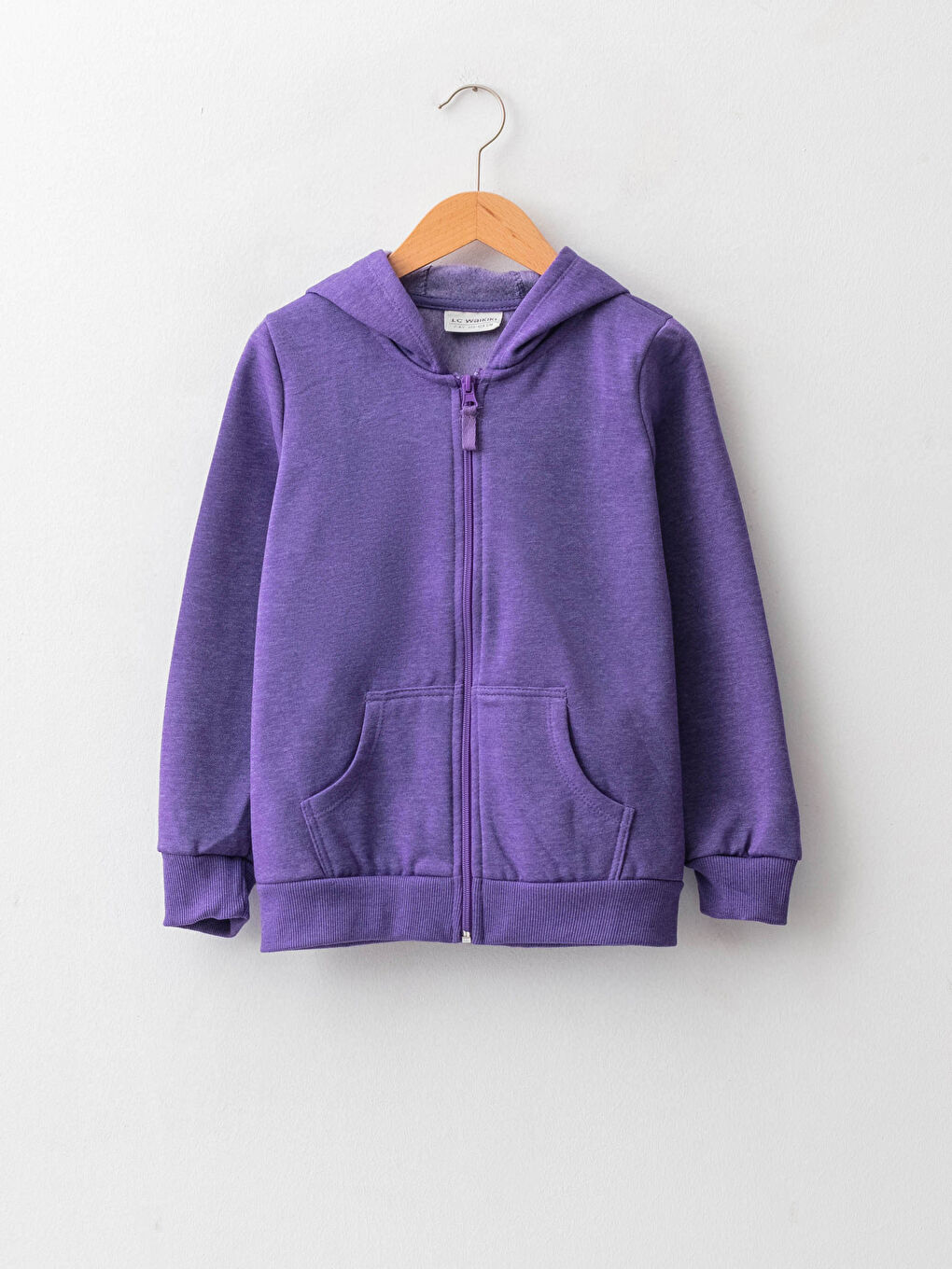 سويت شيرت مزود بغطاء رأس كم طويل بسحاب للبنات