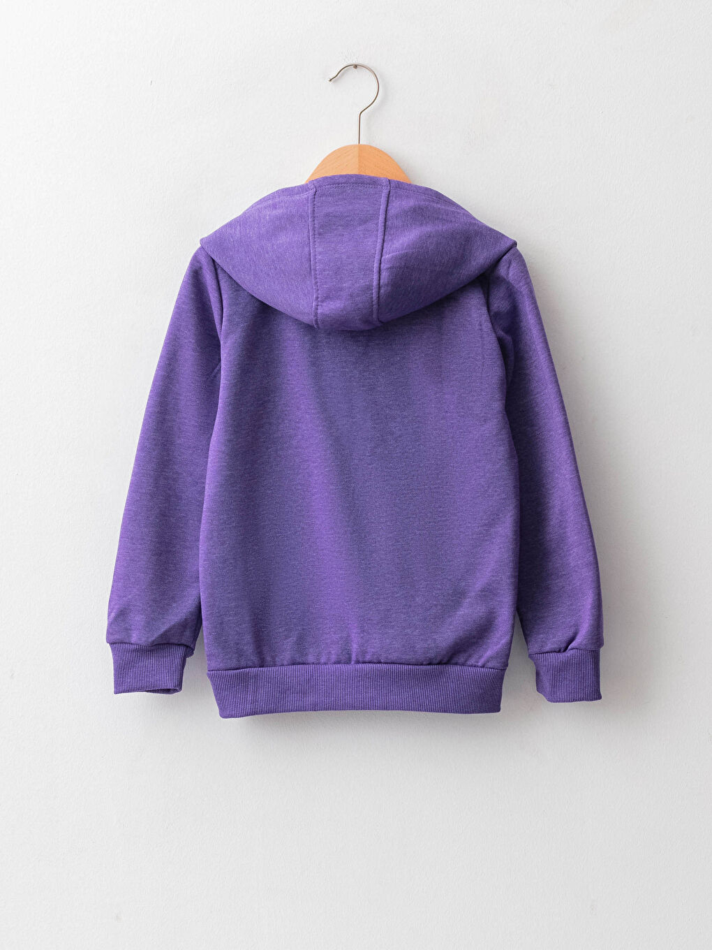 سويت شيرت مزود بغطاء رأس كم طويل بسحاب للبنات-1