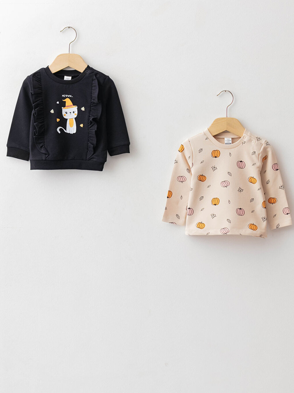 LCW baby Bisiklet Yaka Uzun Kollu Baskılı Kız Bebek Sweatshirt 2'li -W15771Z1-RQN