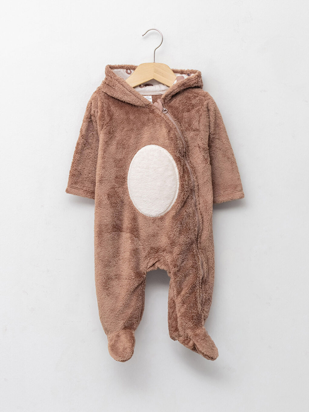 Combinaison Zippée à Capuche et Manches Longues en Peluche pour Bébé Garçon