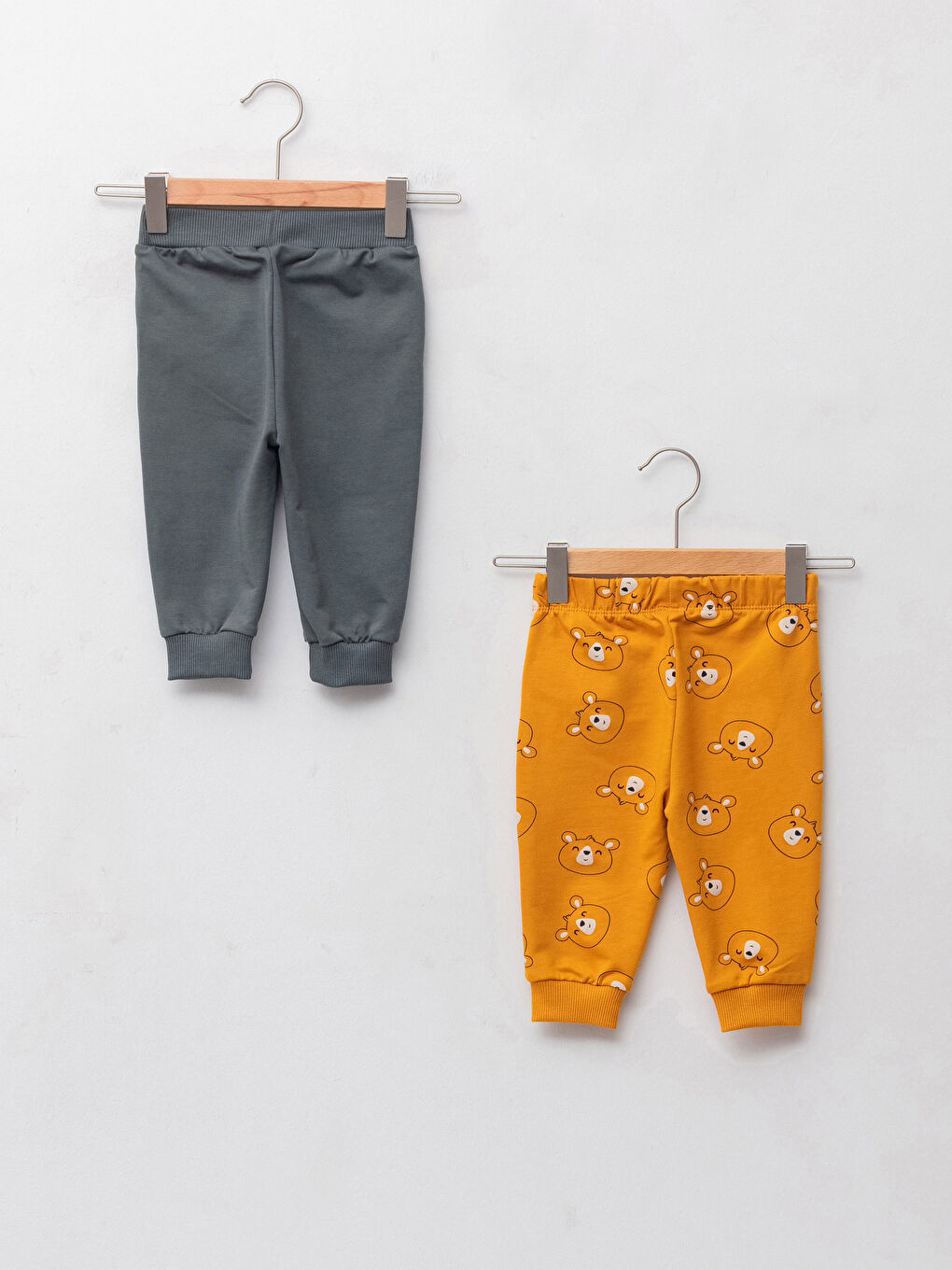 بنطلون جوجر قطن بخصر مطاطي للأولاد الرضع - قطعتين-1