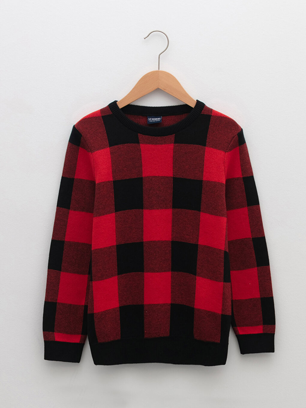 LCW Kids Rundhalsausschnitt Karo Langarm Jungen Dünner Strickpullover -W15801Z4-HPM
