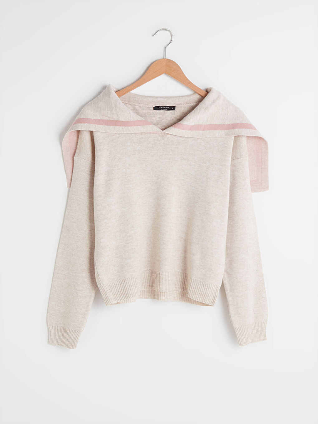 LCW Vision Shawl Collar Straight Long Sleeve Women's Slim Knitwear Sweater -0WJG09Z8-D4N